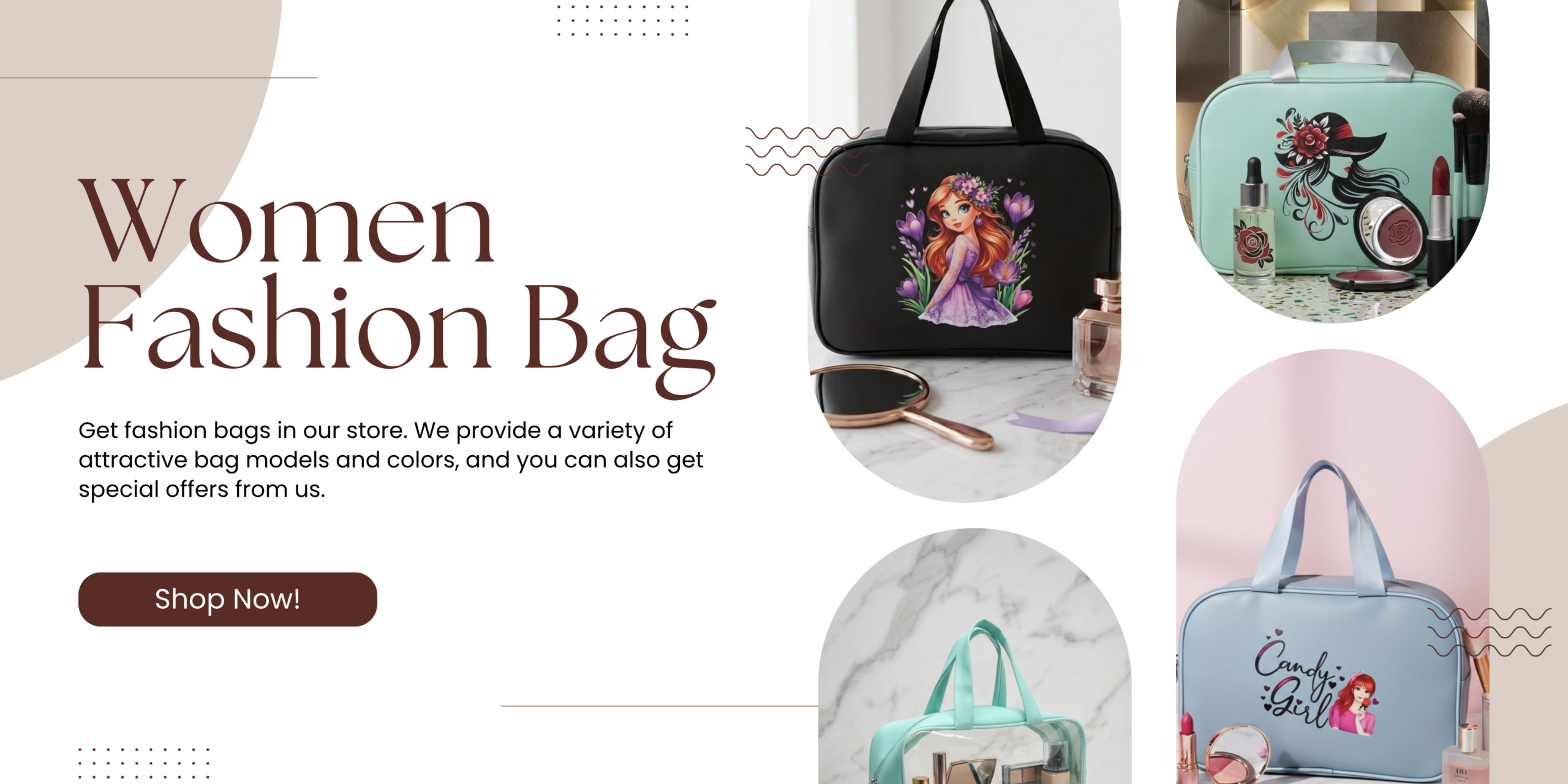 Cream Brown Women Fashion Bag Medium Banner